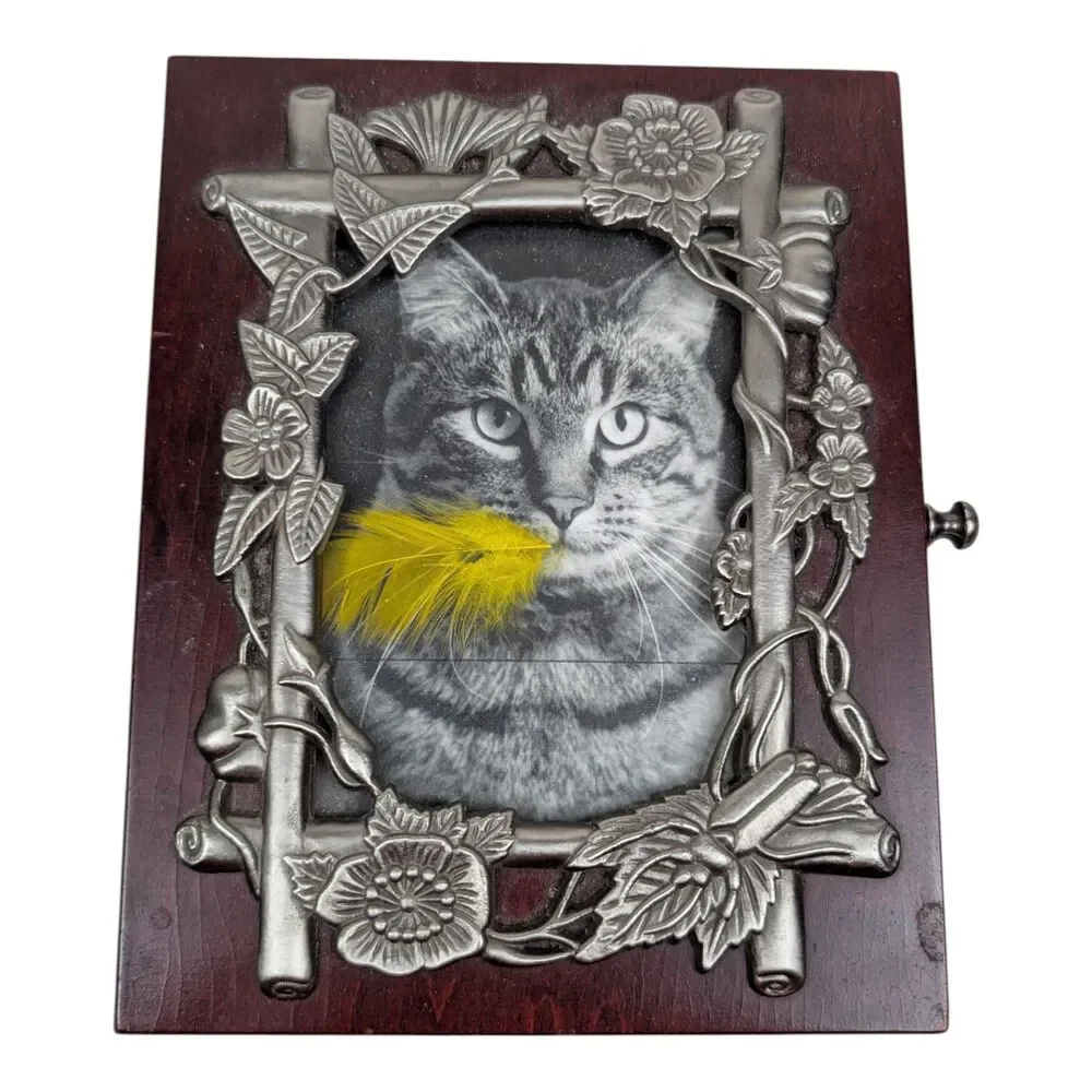 Jewelry Box Cherry Wood w/ Mirror‎ and Lift Tray Felt Inside replaceable photo